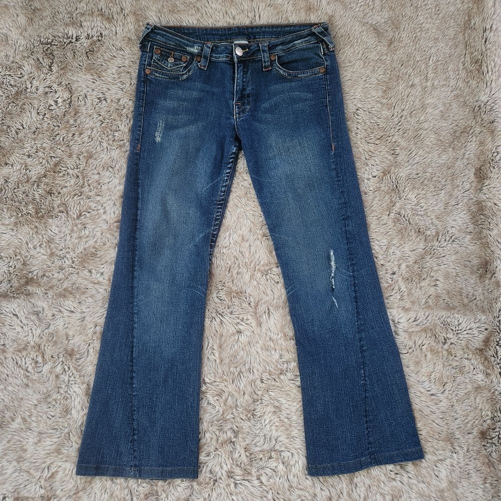True Religion‎ Bridget Stone & Tint Low Rise Flare Leg Jeans Y2K Size 30